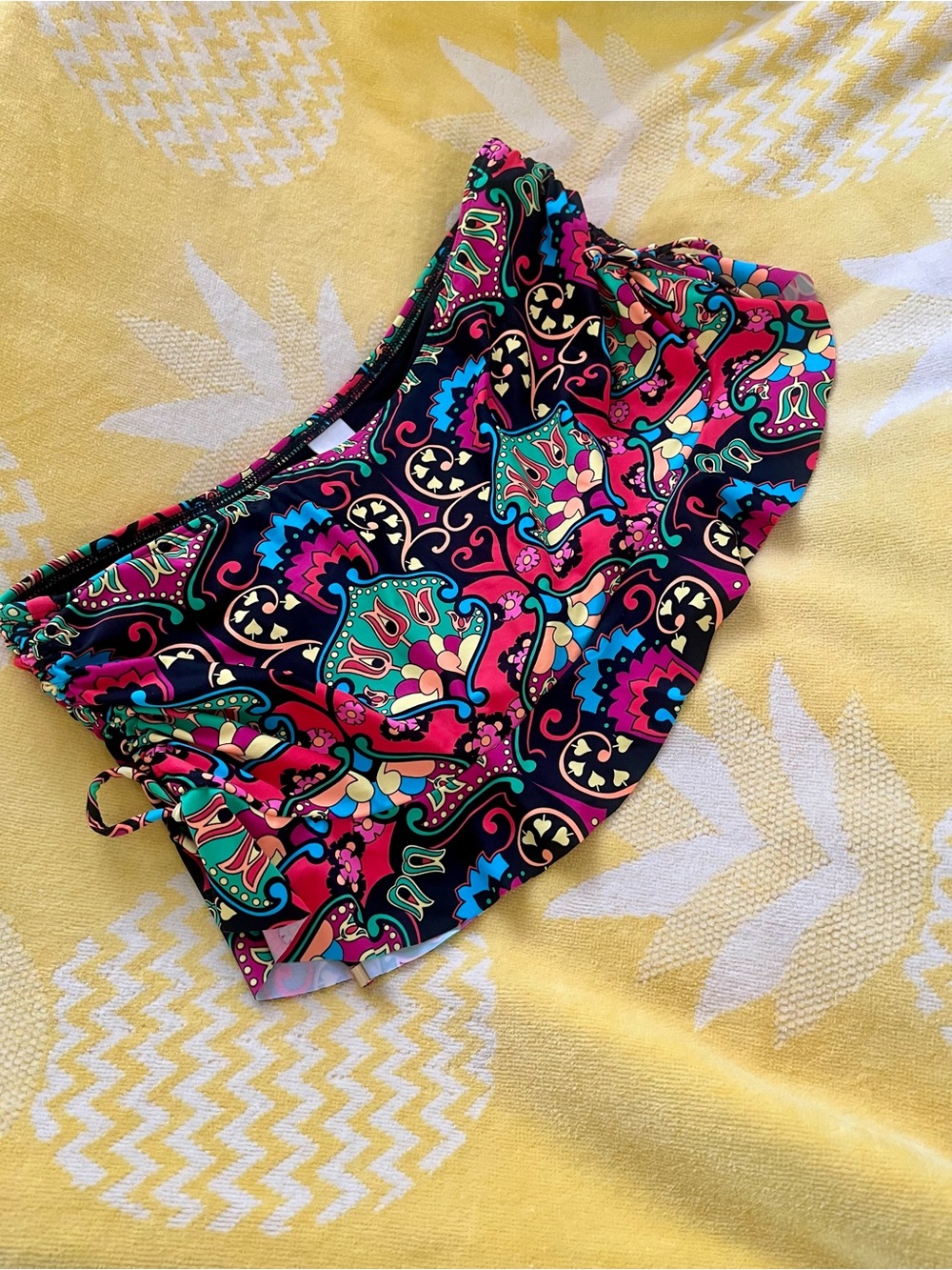 Swim systems Paisley Print Swim Skort - Black with Pink & Teal Accents